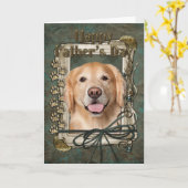 De Dag van vaders - het Golden retriever van de Kaart (Gele Bloem)