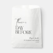 De dag voor de minimale bruiloft repetitie lunch bedankzakje (Voorkant)