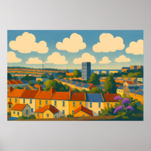 De daken van Brighton & Hove – Whimsical Townscape Poster