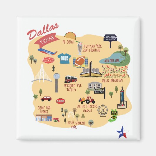 De Dallas Texas Magnet Magneet (Voorkant)