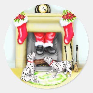De Dalmation kerstkerstkerstkerstkerstman valt bin Ronde Sticker