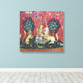 De Dame en de Unicorn. Canvas Afdruk (Insitu (Houten vloer))