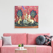De Dame en de Unicorn. Canvas Afdruk (Insitu (Woonkamer))