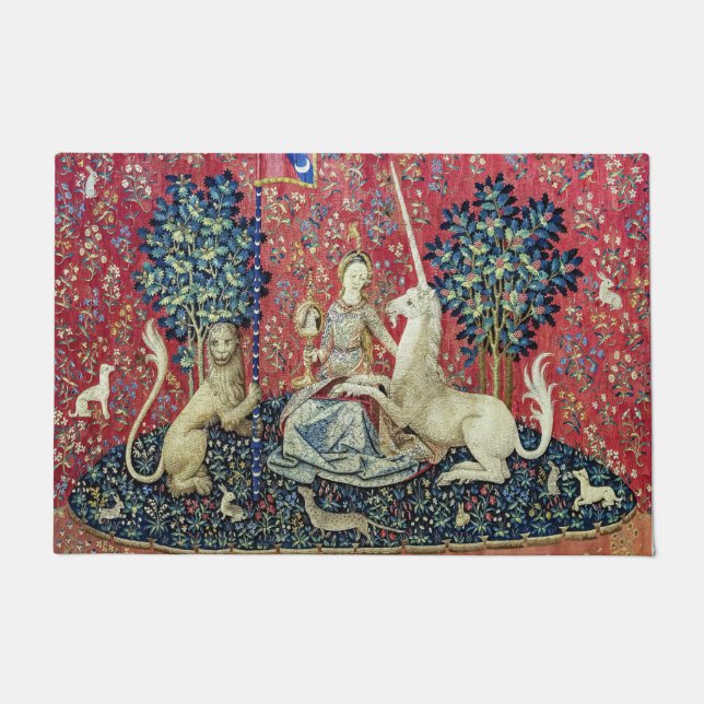 De Dame en de Unicorn. Deurmat (Voorkant)
