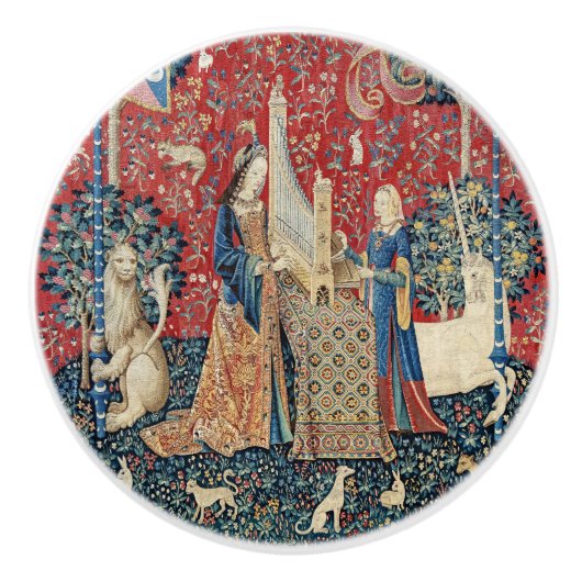 De Dame en de Unicorn, Hoorzitting Keramische Knop (Voorkant)