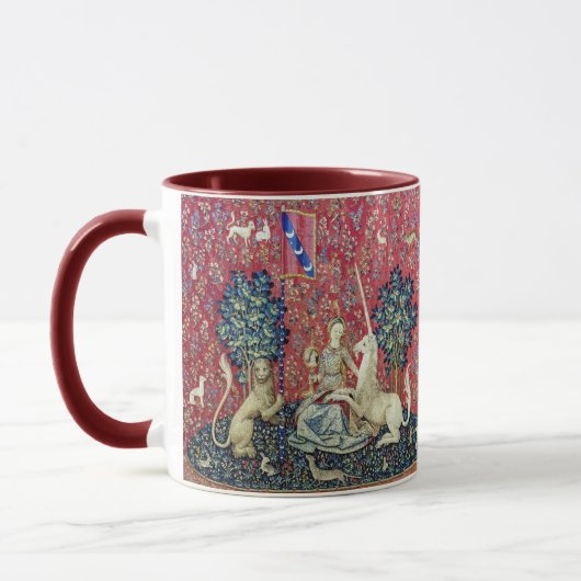 De Dame en de Unicorn. Mok (Links)