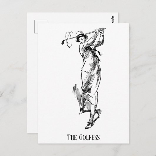 De dame Golfess Briefkaart (Voorkant / Achterkant)