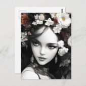 De dame met bloemen in haar Briefkaart (Voorkant / Achterkant)