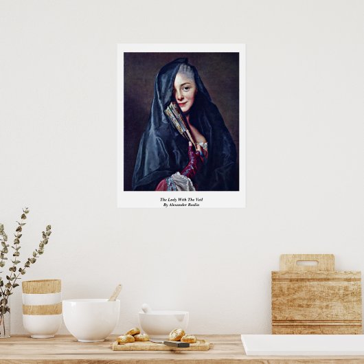 De dame met de Veil van Alexander Roslin Poster (Keuken)