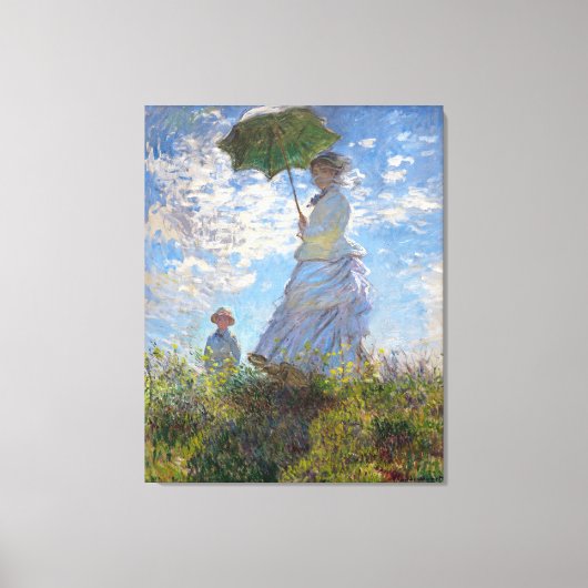 De dame met een parasol, van Claude Monet Canvas Afdruk (Voorkant)