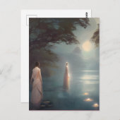 De Dame van de Digitale Kunst van het Meer Briefkaart (Voorkant / Achterkant)
