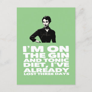de  dame van de Gin en de Tonic Diet Briefkaart