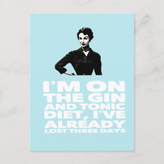 de dame van de Gin en de Tonic Diet Briefkaart