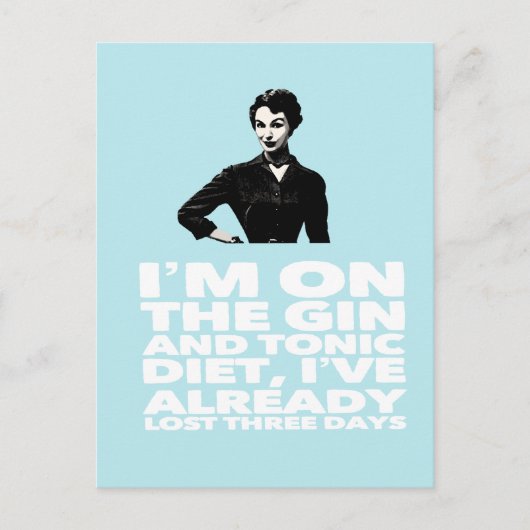 de dame van de Gin en de Tonic Diet Briefkaart (Voorkant)
