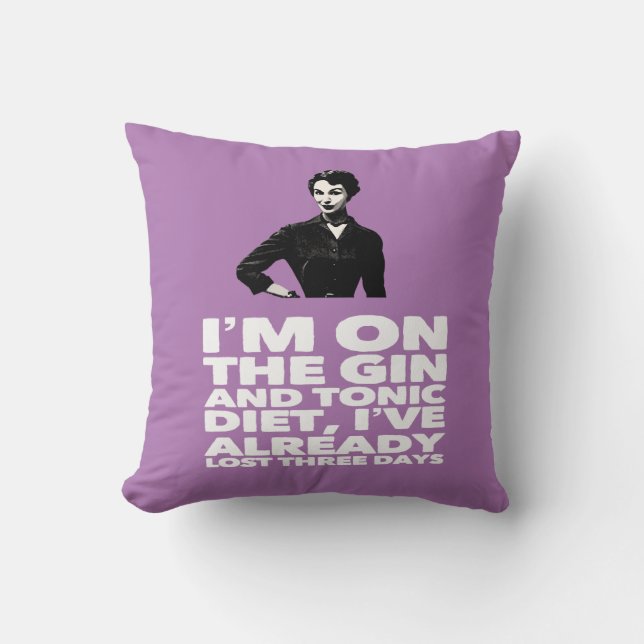 de  dame van de Gin en de Tonic Diet Kussen (Voorkant)