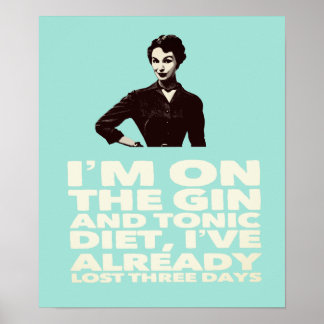 de dame van de Gin en de Tonic Diet Poster