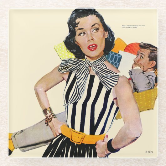 De dame werd beledigd 2 glazen onderzetter (Voorkant)