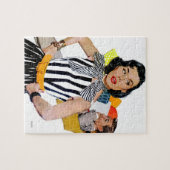 De dame werd beledigd 2 legpuzzel (Horizontaal)