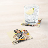 De dame werd beledigd 2 vierkante kartonnen onderzetter (Insitu)