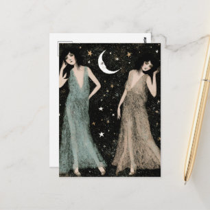 De dames dansen in het maanlicht briefkaart