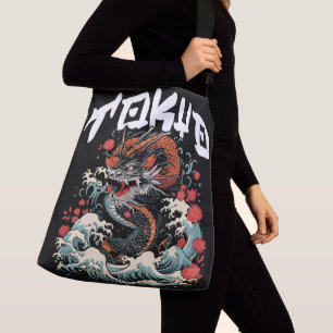De Dans van de Draak Japans Retro Zeelandschap Crossbody Tas