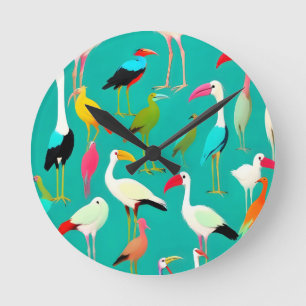 De dans van de vogelkleuren ronde klok