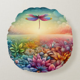 De Dans van Dragonfly Rond Kussen