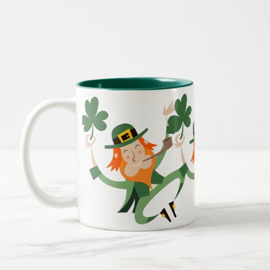 De Dansende Leprechaun Tweekleurige Koffiemok (Links)