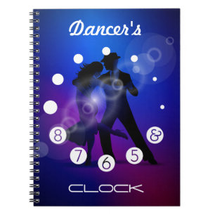De danserklok met cijfers voor een danseres. notitieboek