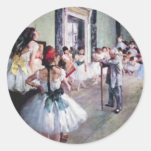 De dansklasse van Edgar Degas,  balletkunst Ronde Sticker (Voorkant)