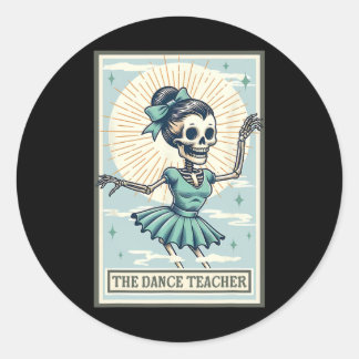 De dansleraar Skeleton Tarot Kaart Dansbal Ronde Sticker