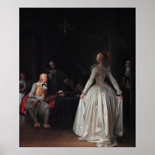 De dansles - Fragonard Rococo Art Poster (Voorkant)