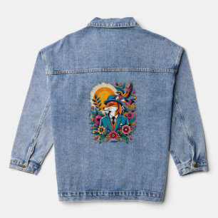 De Dapper Vos en kleurrijke bloemen Denim Jacket