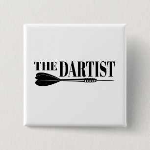 De Dartist Dart Kunstenaar Van Het Dartbord Vierkante Button 5,1 Cm