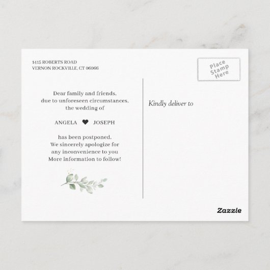 De datum chic groenblijvende eucalyptus uitgesteld briefkaart (Achterkant)