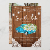 De datum Mason Jar Lights Wood Foto opslaan Save The Date (Voorkant / Achterkant)