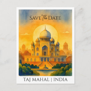 De datum opslaan Aankondigen   Taj Mahal Vintage Briefkaart