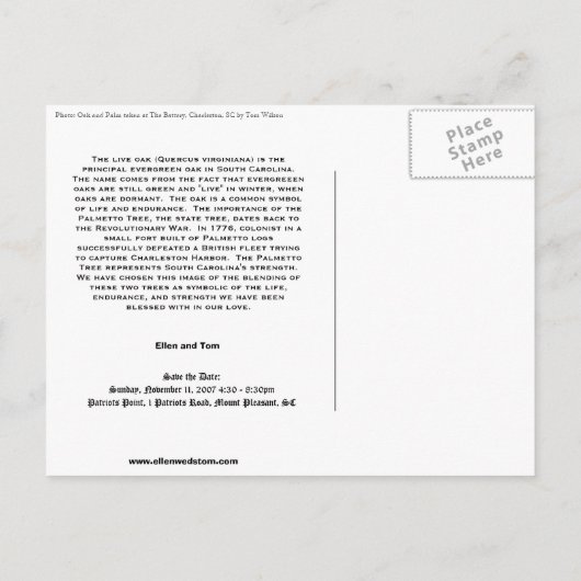 De datum opslaan aankondigingskaart (Achterkant)