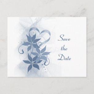 De datum opslaan Blue Foral Briefkaart