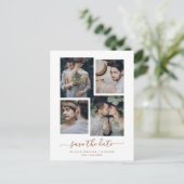 De datum opslaan | Boho Terracotta Four Photo Coll Briefkaart (Staand voorkant)