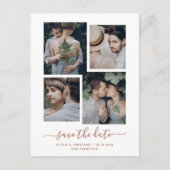 De datum opslaan | Boho Terracotta Four Photo Coll Briefkaart (Voorkant)