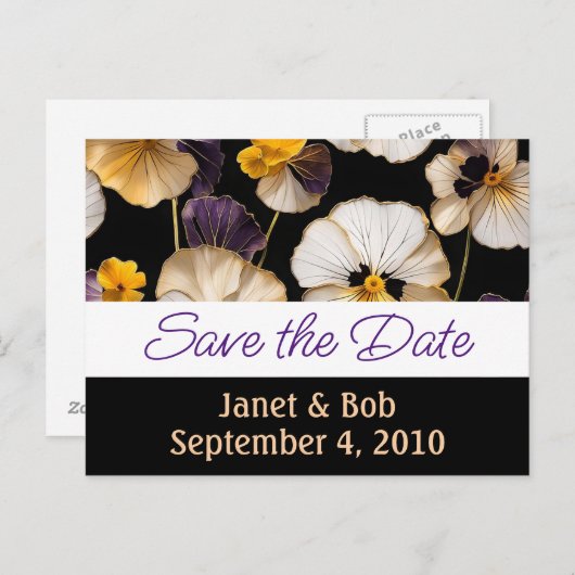  De datum opslaan briefkaart roze (Voorkant / Achterkant)