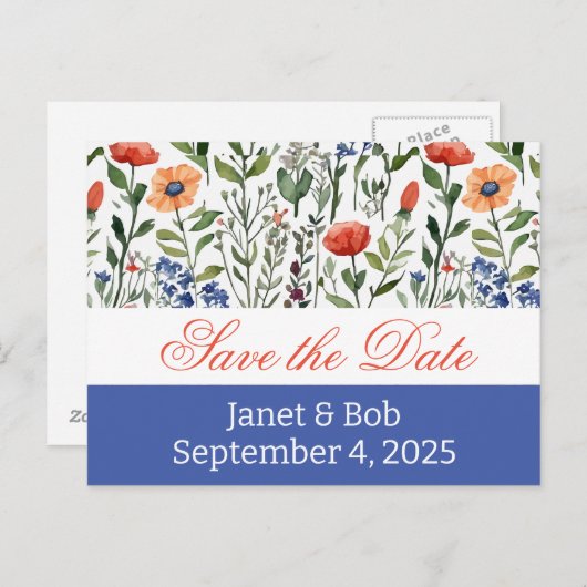 De datum opslaan briefkaart roze (Voorkant / Achterkant)