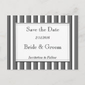 De datum opslaan Grijze gestreepte Briefkaart (Voorkant)