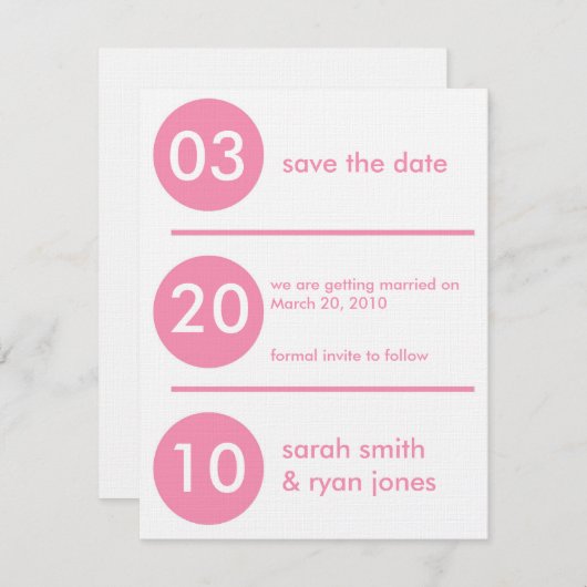 De datum opslaan kaart (Voorkant / Achterkant)