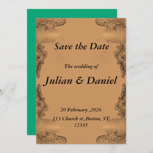 De datum opslaan kaart (Voorkant / Achterkant)