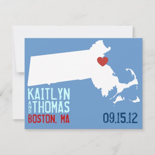 De datum opslaan -  - Massachusetts Save The Date (Voorkant)
