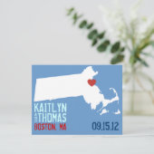 De datum opslaan -  - Massachusetts Save The Date (Staand voorkant)