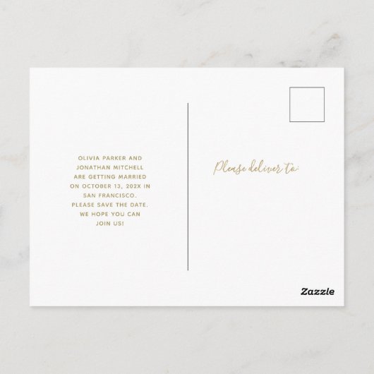 De datum opslaan | Modern Gold Vier Photo Collage Briefkaart (Achterkant)