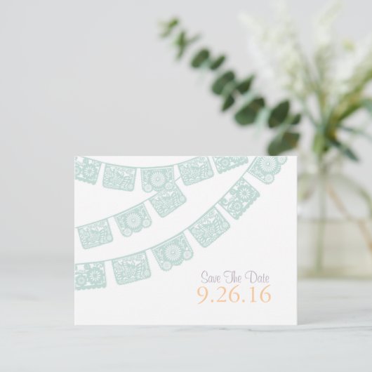 De datum opslaan Papel Picado Briefkaart (Staand voorkant)